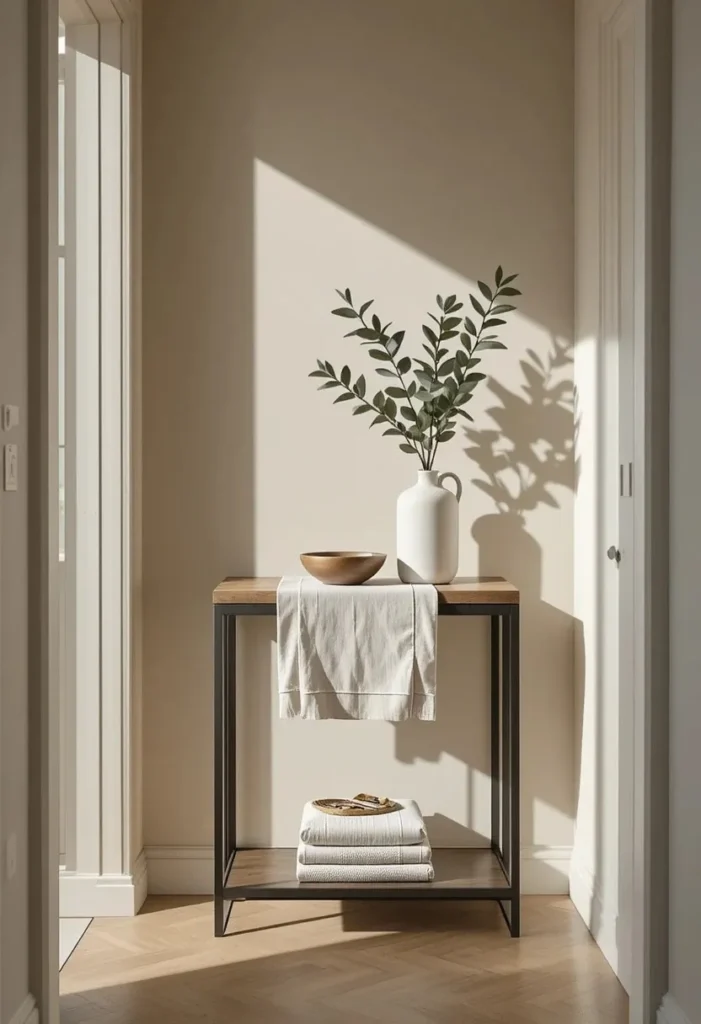  Install a Slim Console Table (Even a 6-Inch One Counts) Tiny Entryway Ideas