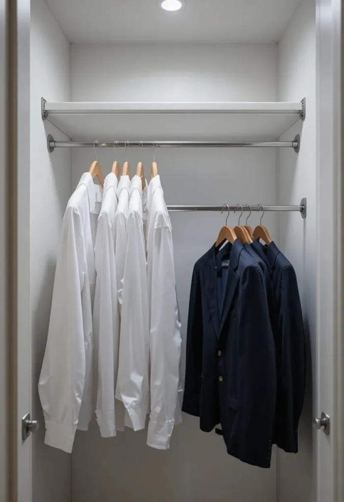 Install a Double-Hang Closet Rod Tiny Closet Organization Ideas
