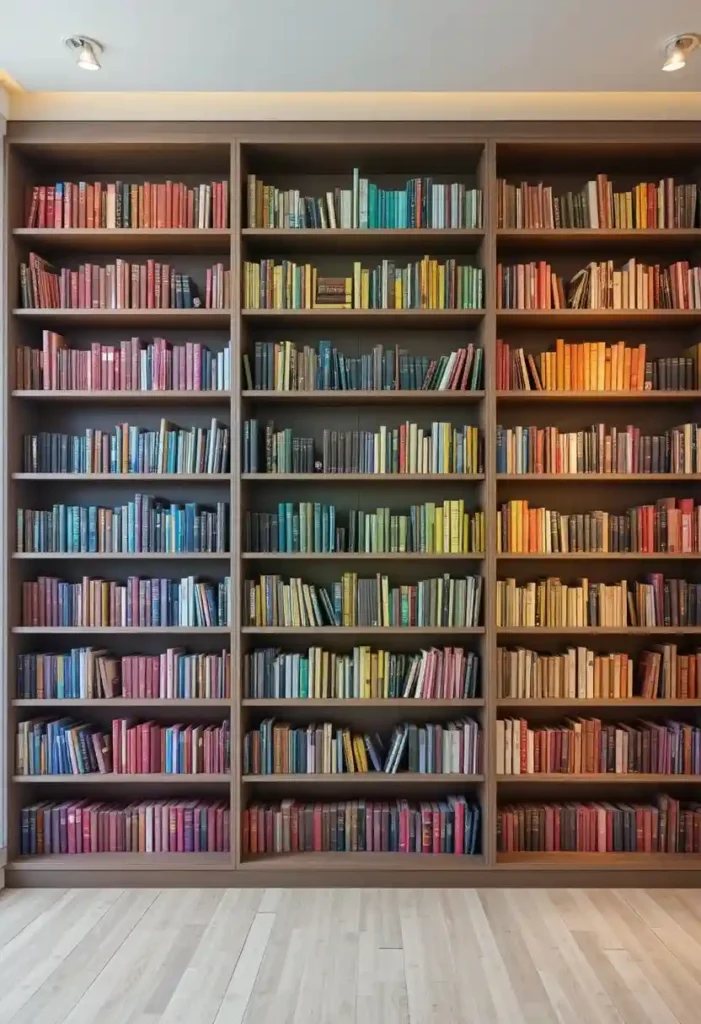 Organize by Color for a Built-In Look Tiny Bookshelf Ideas
