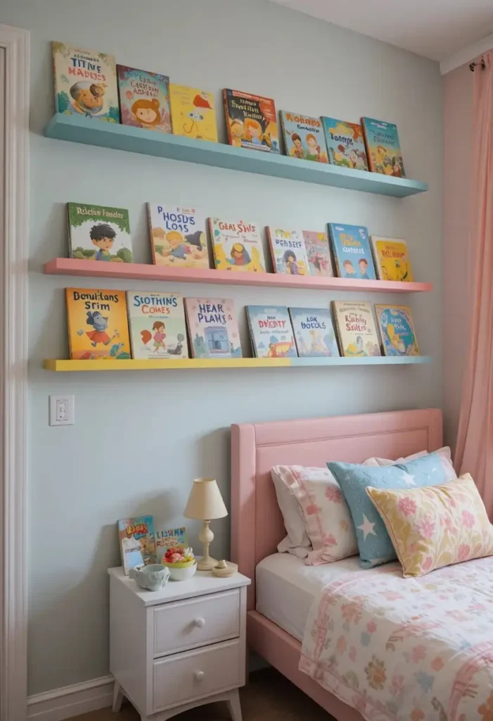 Add Picture-Ledge Shelves for Kids' Books Tiny Bookshelf Ideas