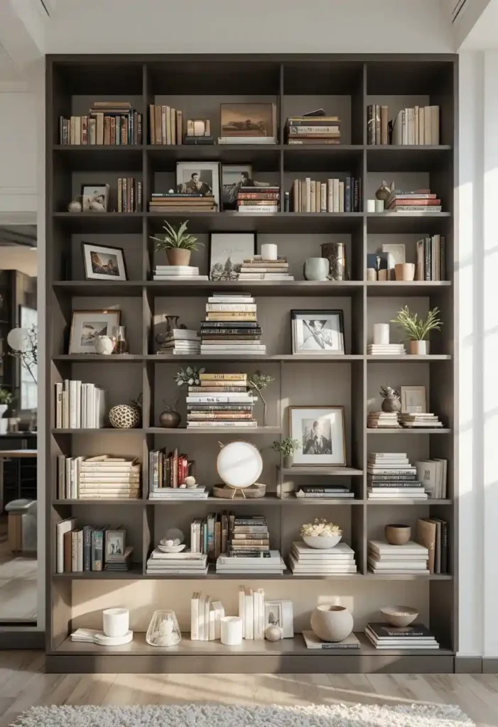 Stack Books Horizontally as a Design Feature Tiny Bookshelf Ideas