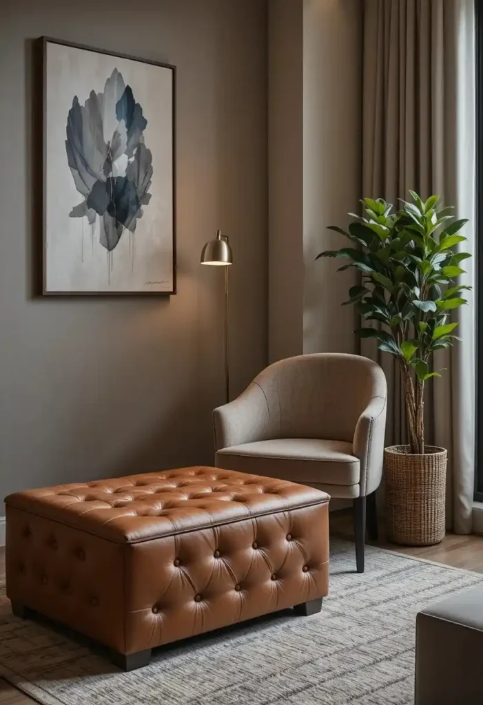 Use a Storage Ottoman as Your Foundation Tiny Reading Nook Ideas
