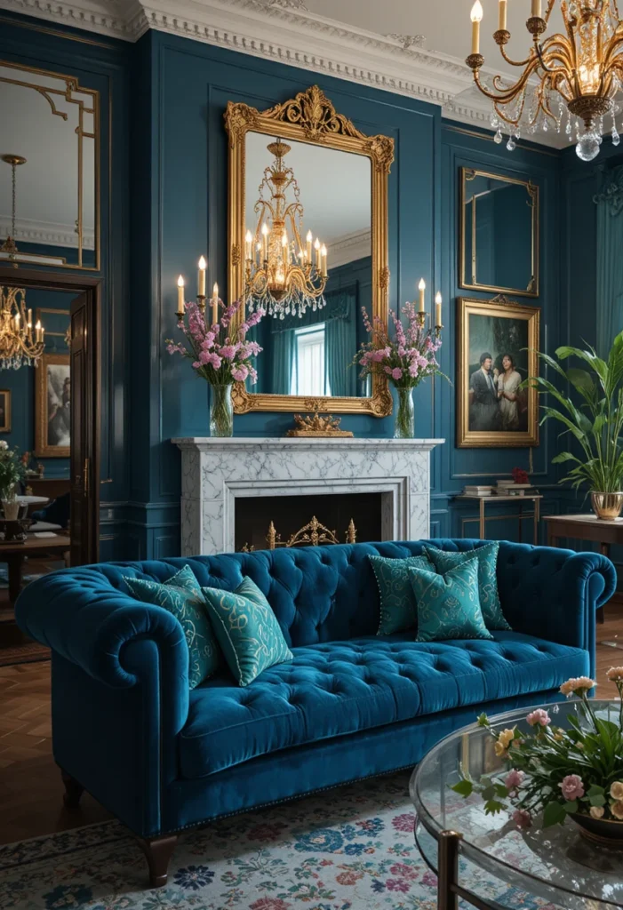 The Jewel-Toned Blue Living Room