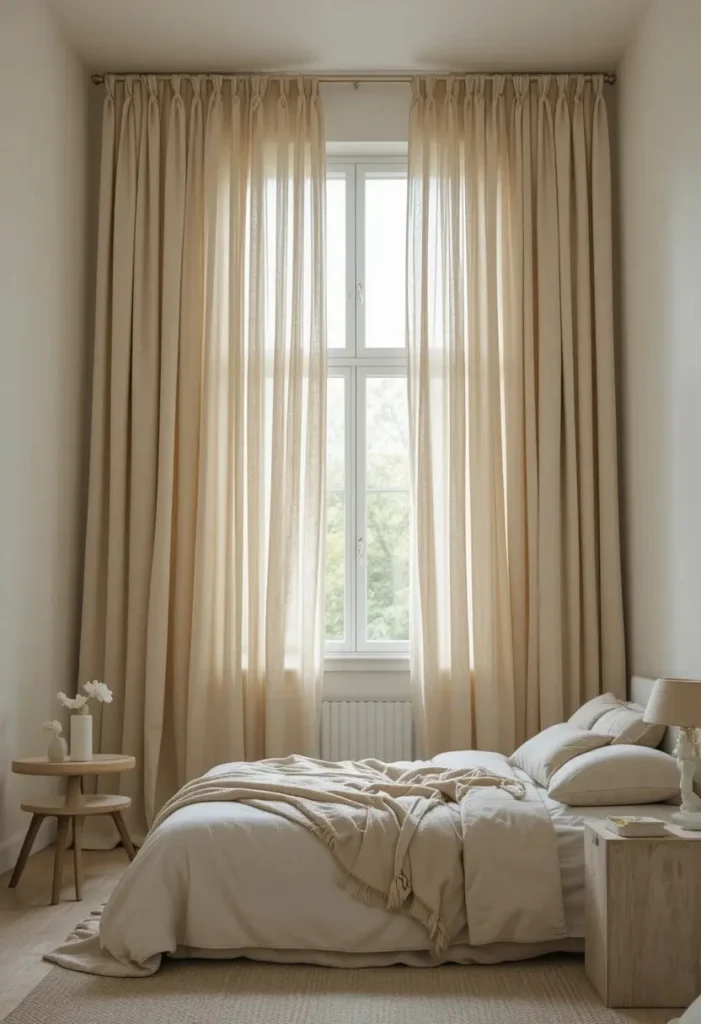 Hang Curtains High and Wide, Not to Fit the Window Hang Curtains High and Wide, Not to Fit the Window Tiny Guest Room Ideas
