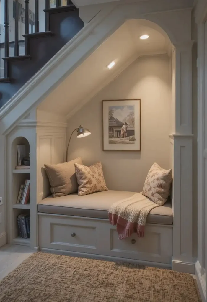 Tuck a Nook Under the Stairs Tiny Reading Nook Ideas