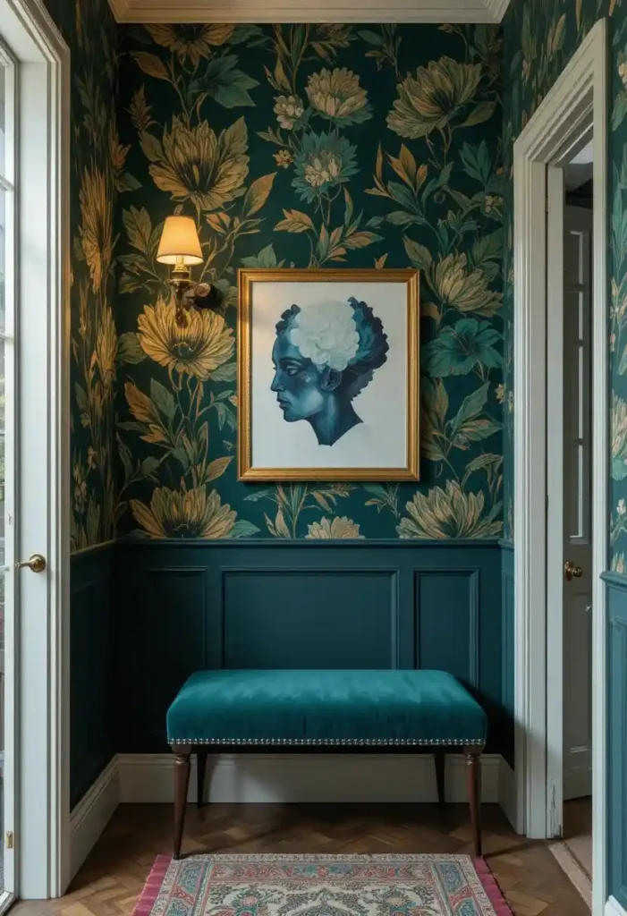Choose a Bold Wallpaper to Create a "Moment" Tiny Entryway Ideas 