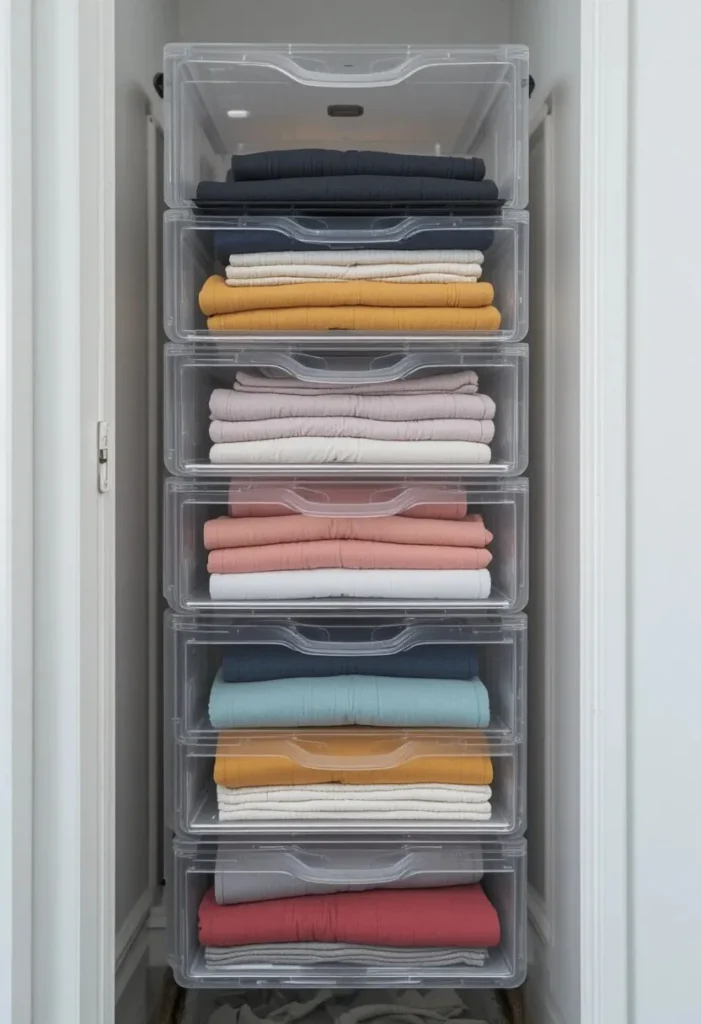 Try Slim, Stackable Drawer Unit Tiny Closet Organization Ideas