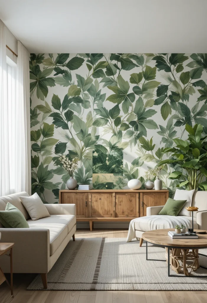Experiment with a Botanical Wallpaper Feature Wall