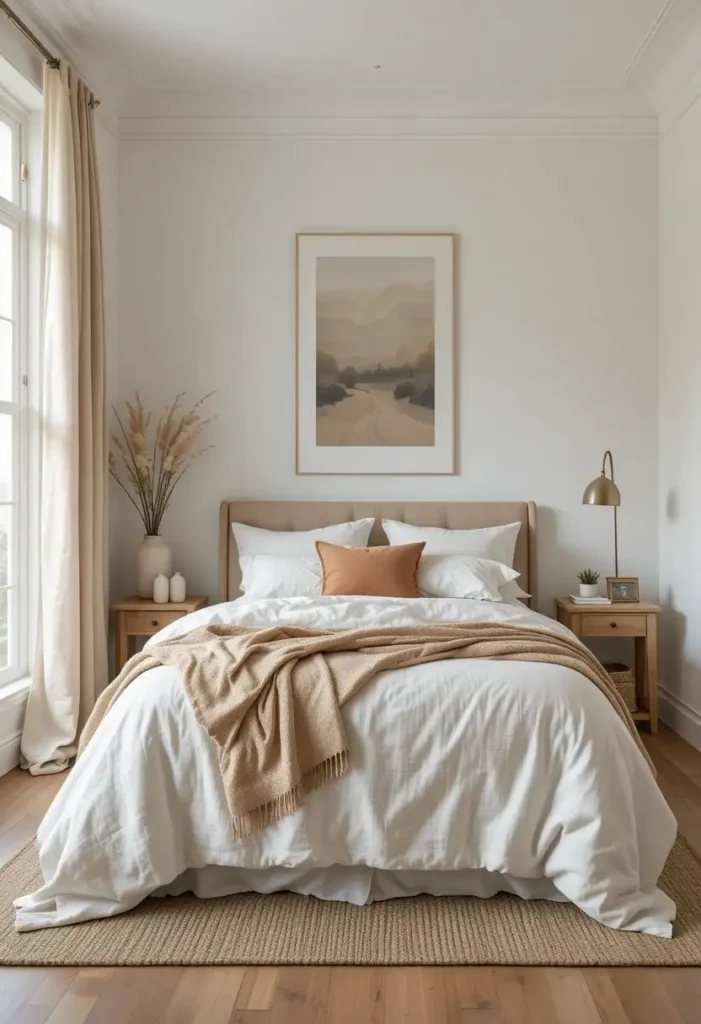 Choose a Palette of Whites, Warm Neutrals, and One Accent Choose a Palette of Whites, Warm Neutrals, and One Accent Tiny Guest Room Ideas