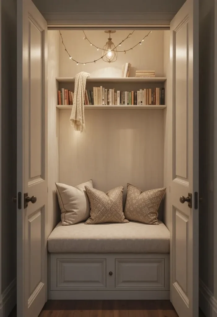 Repurpose a Closet Tiny Reading Nook Ideas
