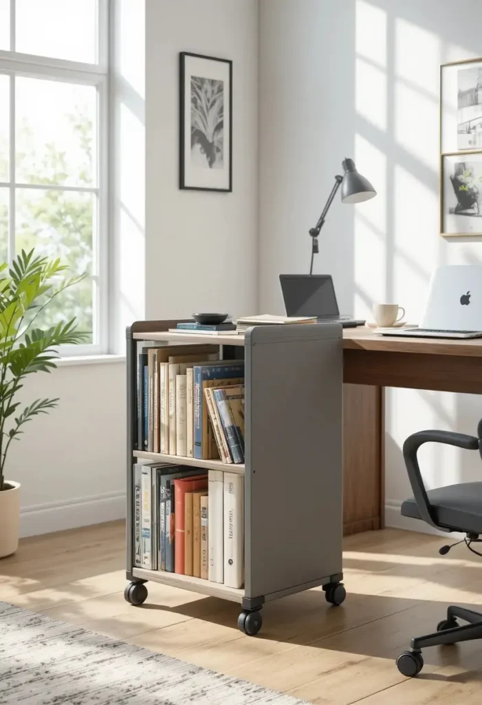 Add a Rolling Bookshelf Cart Tiny Bookshelf Ideas