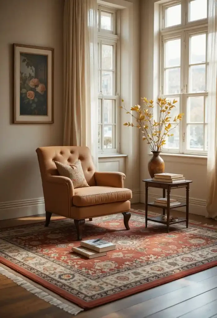 Anchor the Space With a Rug Tiny Reading Nook Ideas