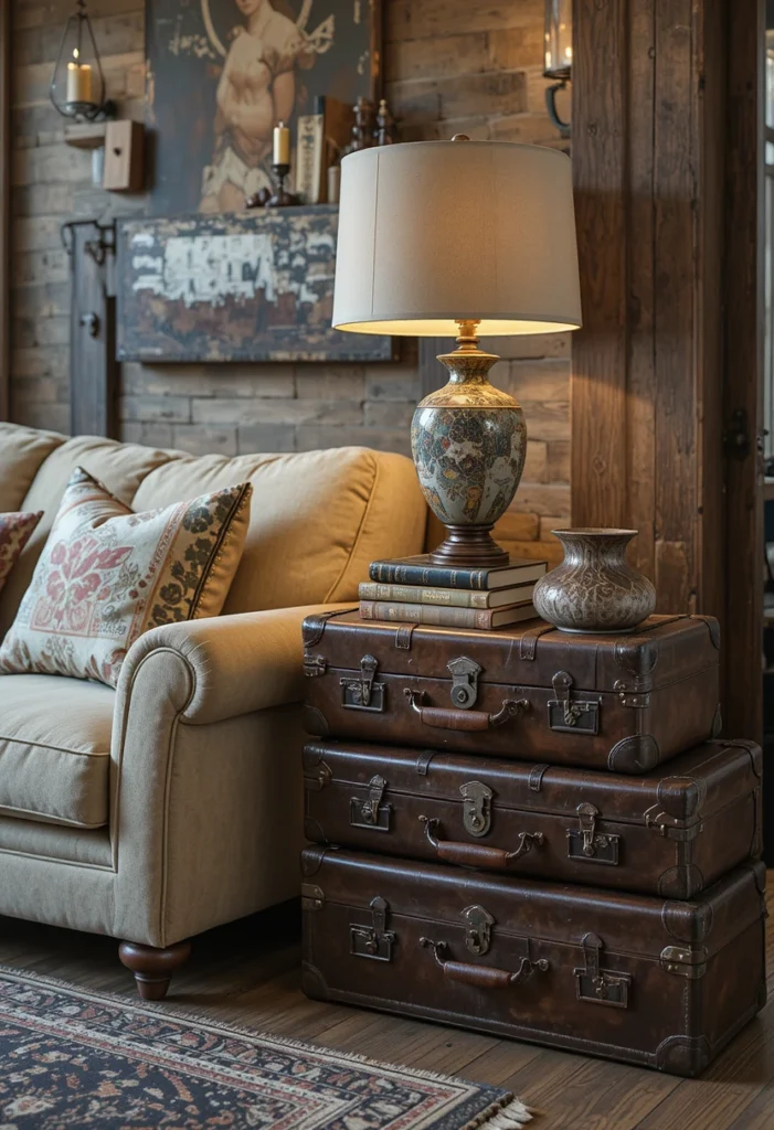 Use Vintage Suitcases as Side Tables or Storage