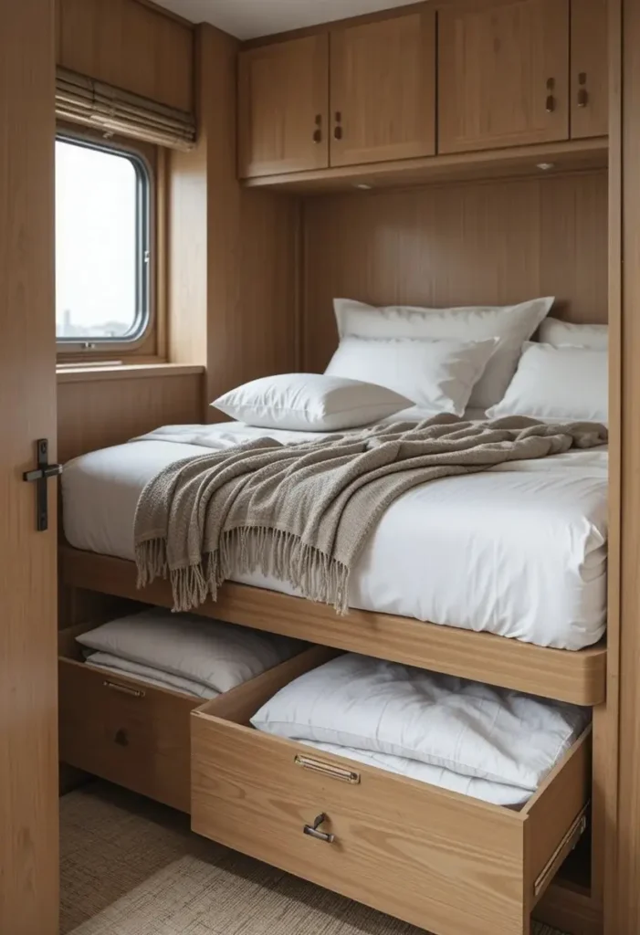 Build in Under-Bed Storage for Guest Linens Build in Under-Bed Storage for Guest Linens Tiny Guest Room Ideas