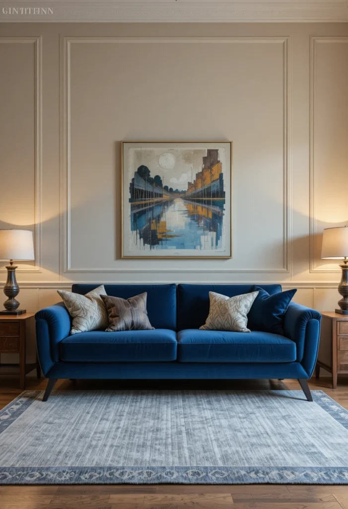 The Bold Blue Sofa as a Focal Point