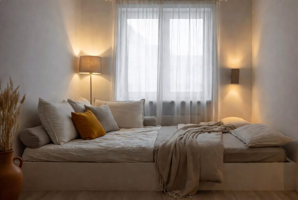 A Daybed Instead of a Sofa + Guest Bed Tiny Space Furniture Ideas