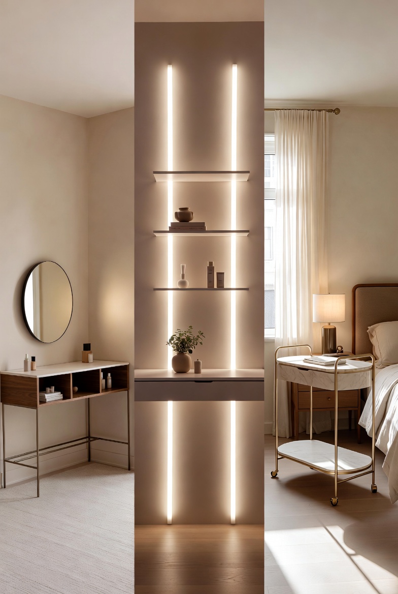 Small bathroom with a space-saving floating vanity idea, showing how tiny vanity designs make a small room feel bigger.