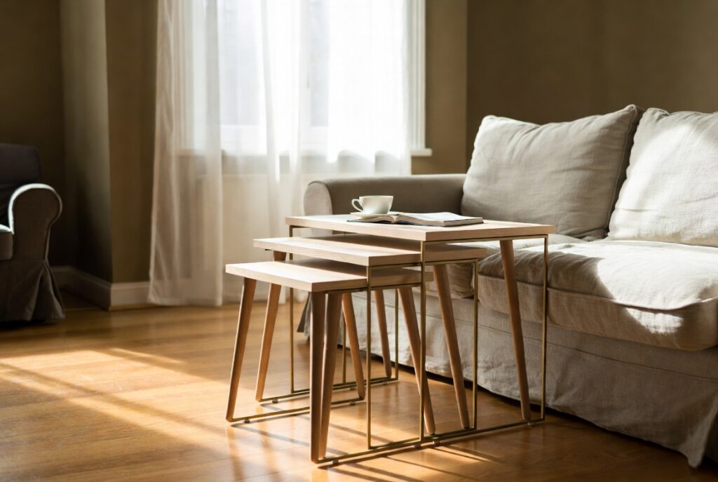 Nesting Tables Instead of One Bulky Coffee Table Tiny Space Furniture Ideas