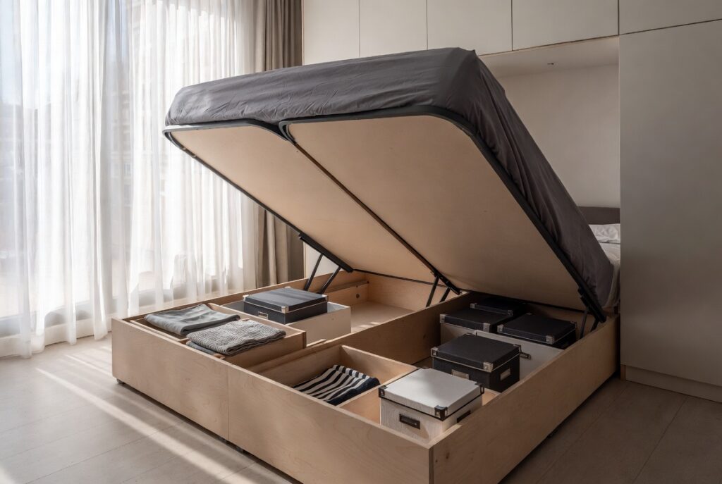 Under-Bed Storage Drawers or a Storage Bed Frame Tiny Space Furniture Ideas