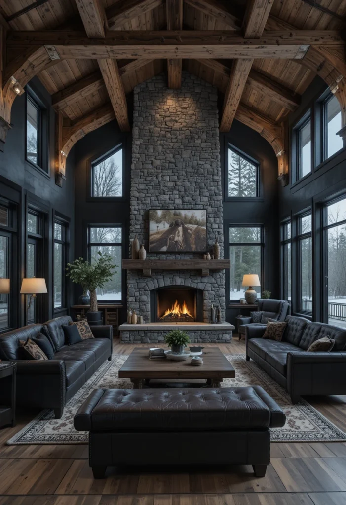 Rustic-Refined Mountain Modern with Black Accents