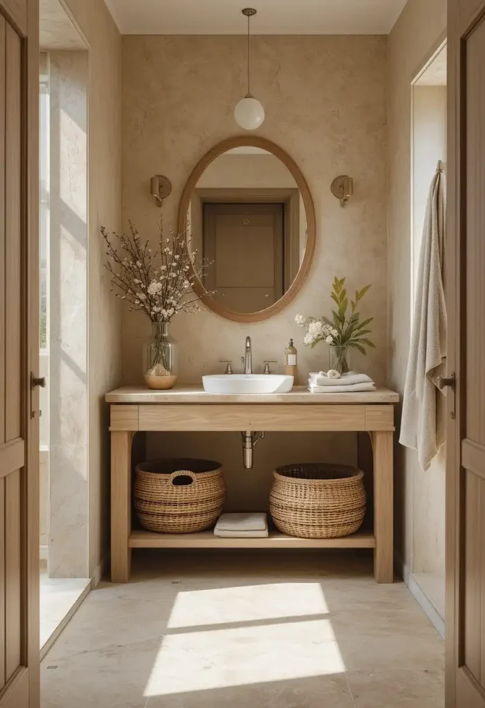 Bring in Real Texture With Nat Tiny Bathroom Ideas