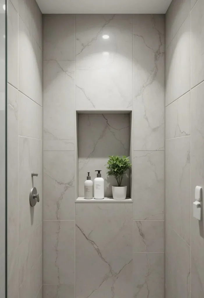 Install Recessed (Not Surface-Mounted) Shelving Tiny Bathroom Ideas