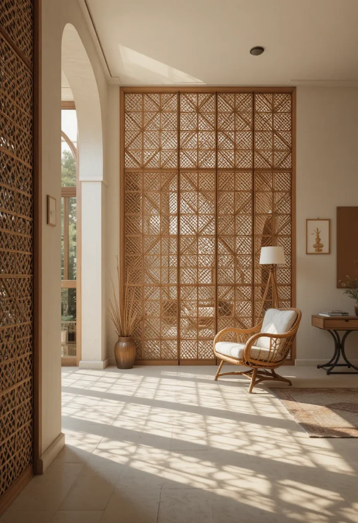 A Woven Room Divider or Privacy Screen