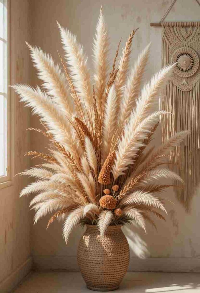Boho Pampas Grass & Dried Florals Floral Arrangement Ideas