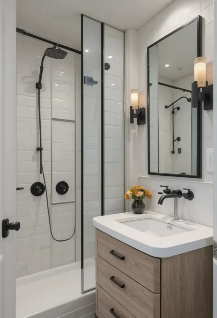 Coordinate Hardware for a Seamless Look Tiny Bathroom Ideas