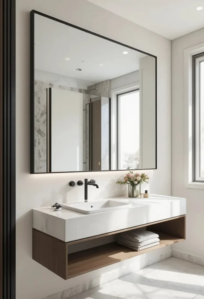 Go Big (Not Small) With the Mirror Tiny Bathroom Ideas