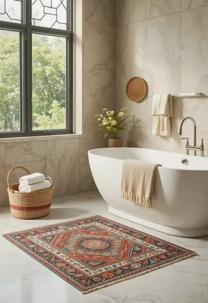 Bring Bathroom Floors to Life Wit Throw Rug Ideas