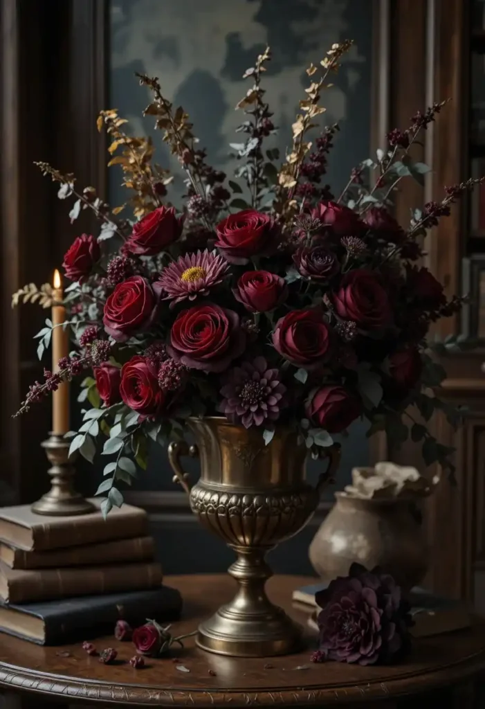 Moody Dark Academia Floral Display Floral Arrangement Ideas