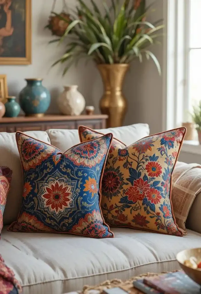 Block Print & Global-Inspired Patterns Throw Pillow Cover Ideas 