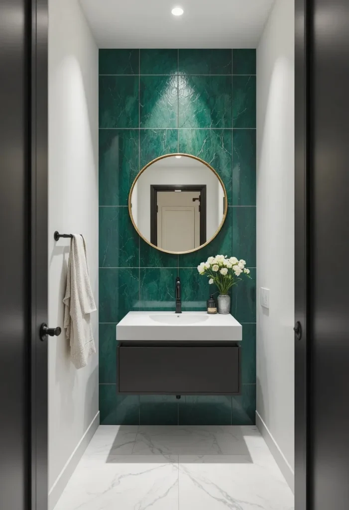 Add a Statement Accent Wall (In Moderation) Tiny Bathroom Ideas